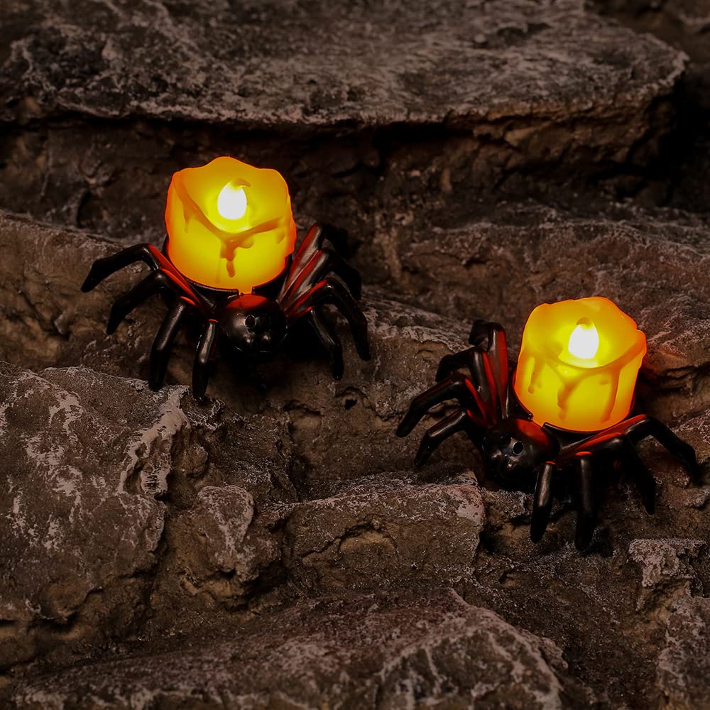 Amazon.co.jp: Homilius ハロウィン LEDキャンドル 蜘蛛 クモ 12個